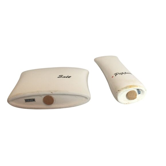 VTG MCM Ceramic Salt & Pepper Shakers With Gold Metal Stand Japan - Picture 5 of 13